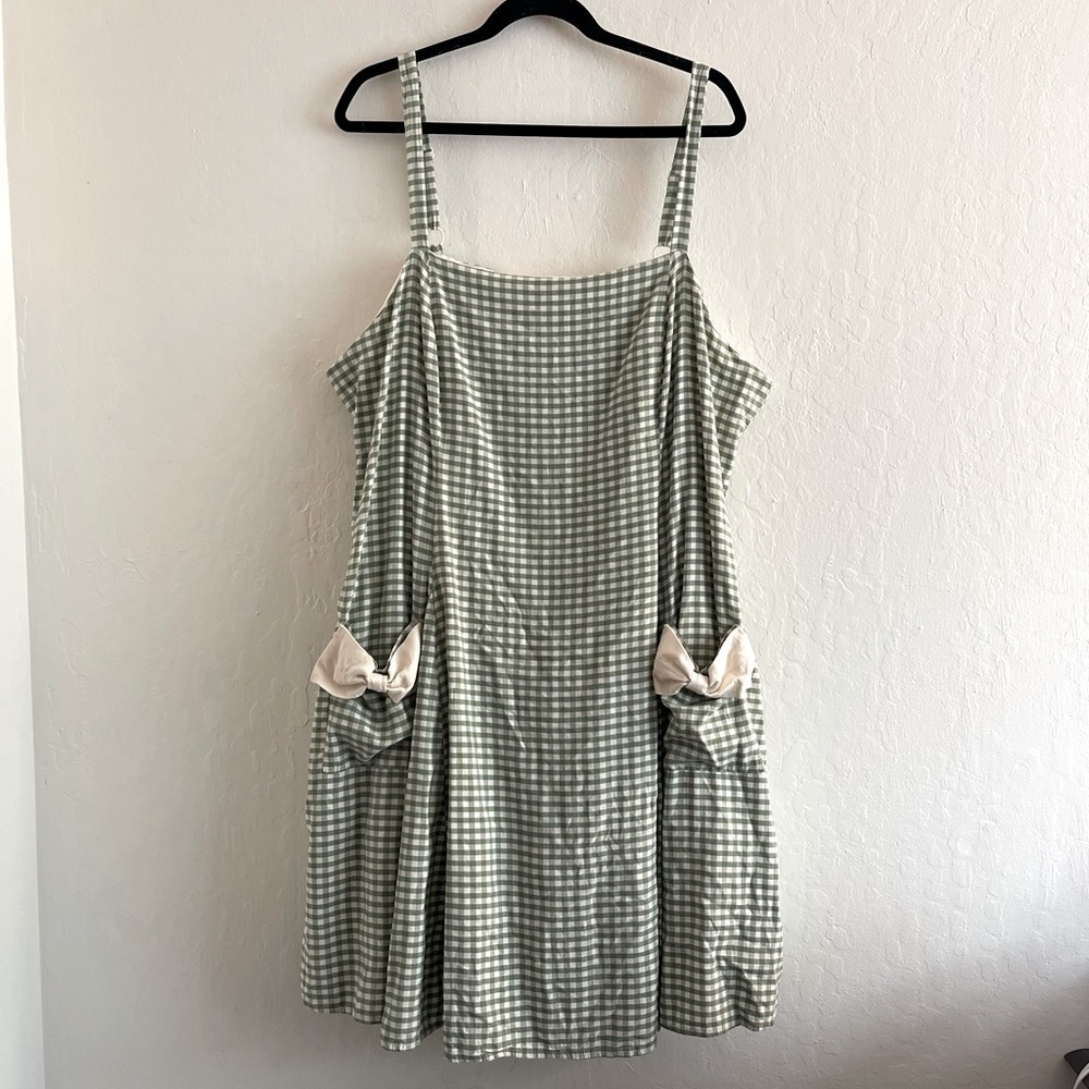 Torrid Retro Chic Fit & Flare Dress Green Gingham Mini Dress Womens Plus Size 24 - Picture 3 of 11